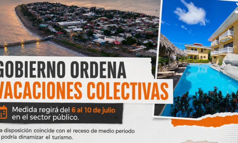 Imagen informativa sobre vacaciones colectivas en el sector público del 6 al 10 de julio